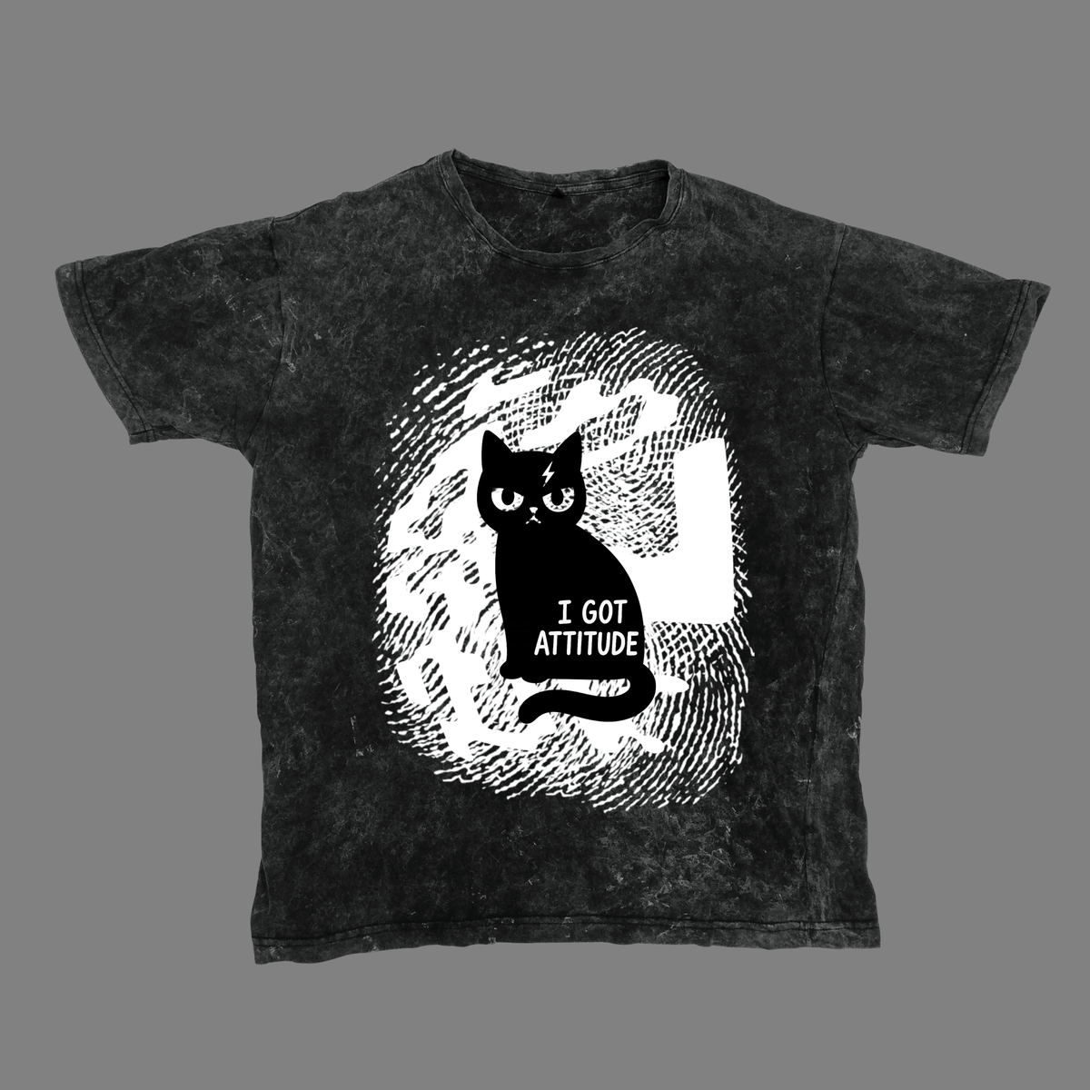 Attitude Cat Unisex Acid Washed Oversized Tee