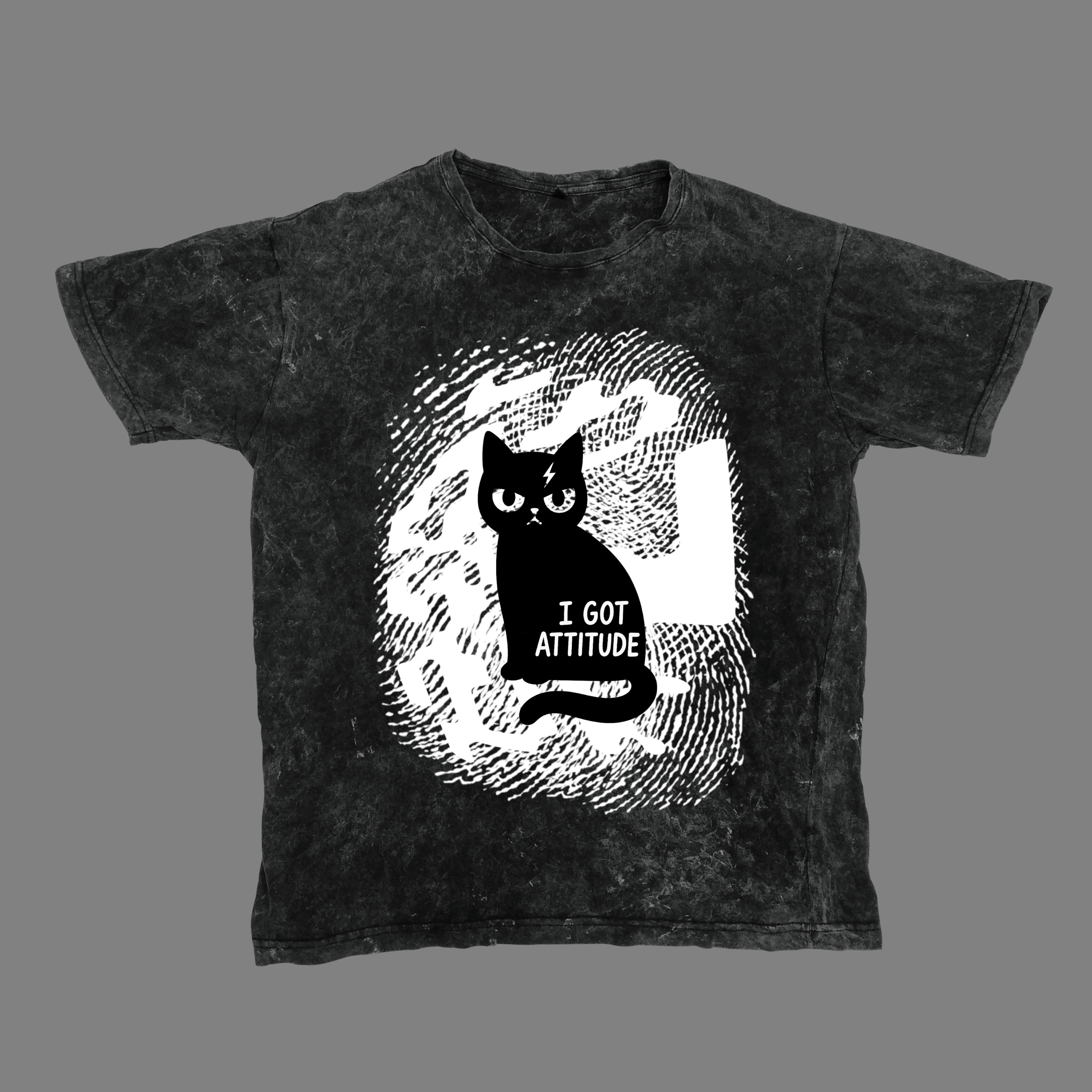 Attitude Cat Unisex Acid Washed Oversized Tee