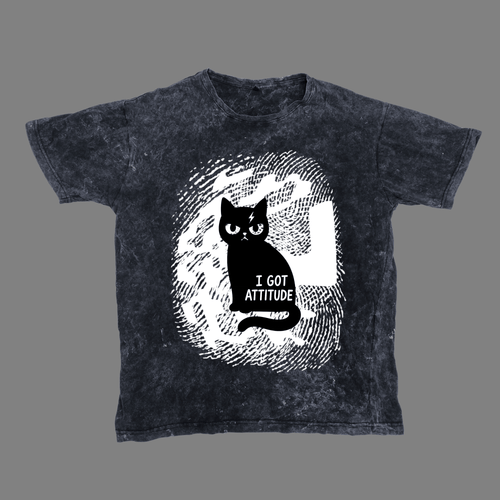 Attitude Cat Unisex Acid Washed Oversized Tee